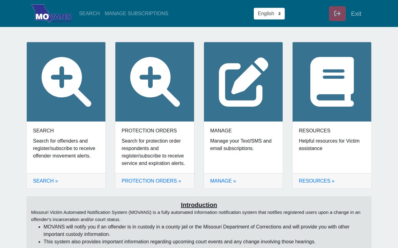 Pettis County custody-status search through the Missouri MOVANS portal